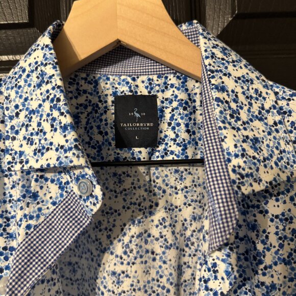Mens Taylor Byrd Collection Long Sleeve Button Down Blue Floral - Picture 2 of 4